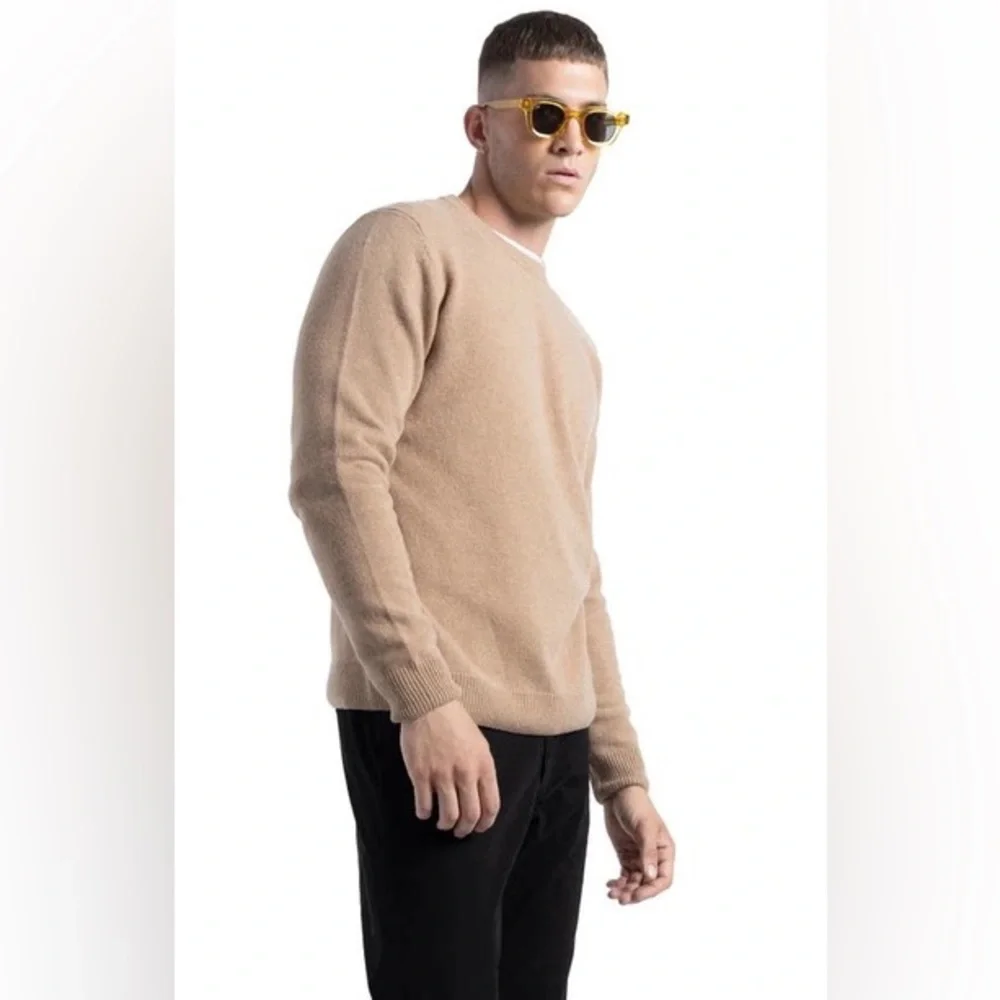 Soft Cloth Crewneck Merino Wool Jersey Sweatshirt Sweater Dark Vicuna